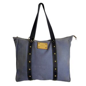 Louis Vuitton Women's Blue Canvas w Leather detail Authentic Antigua Studded Tot